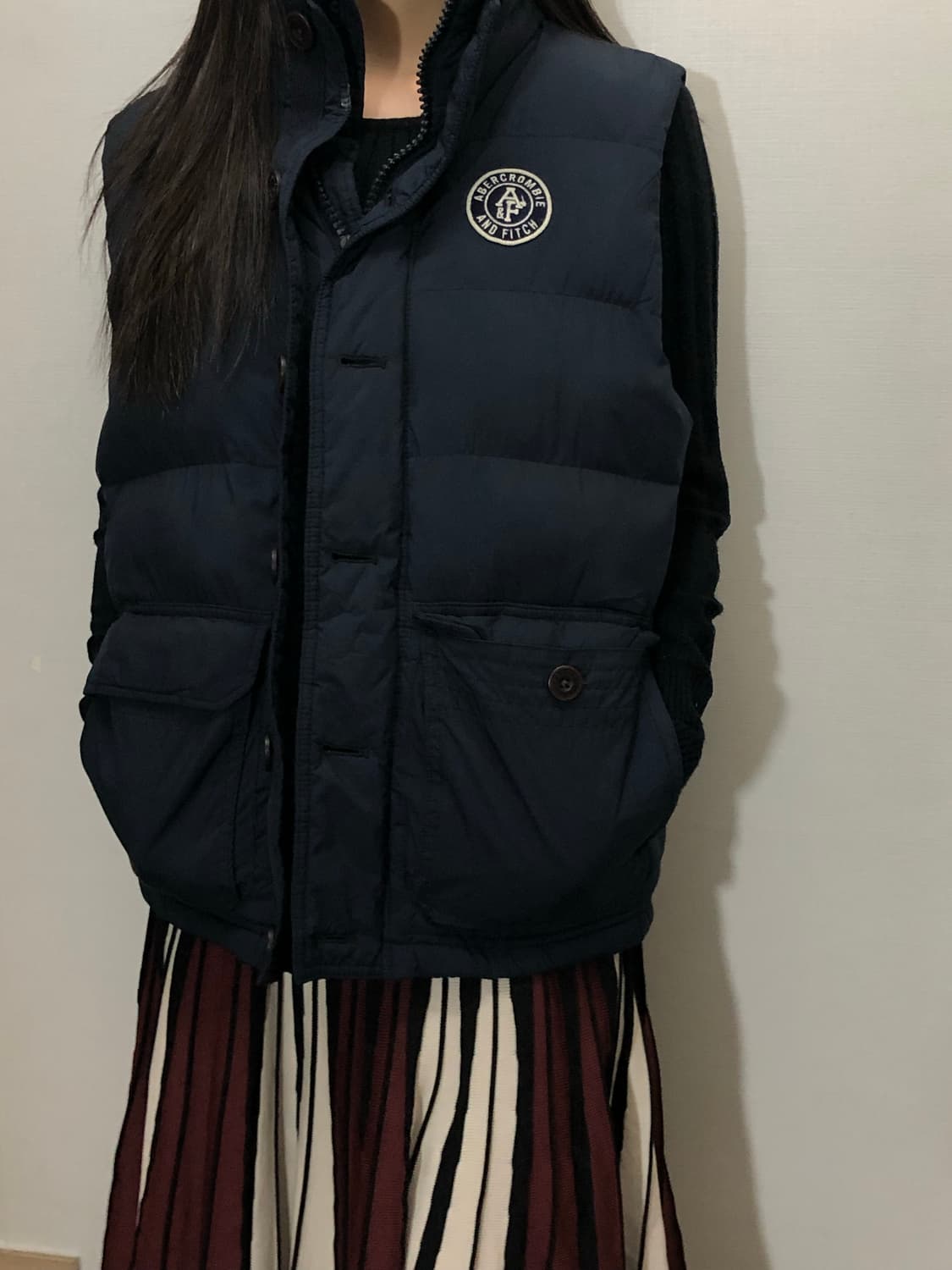 빈티지 아베크롬비 네이비 블루 베스트 패딩 상품이미지5