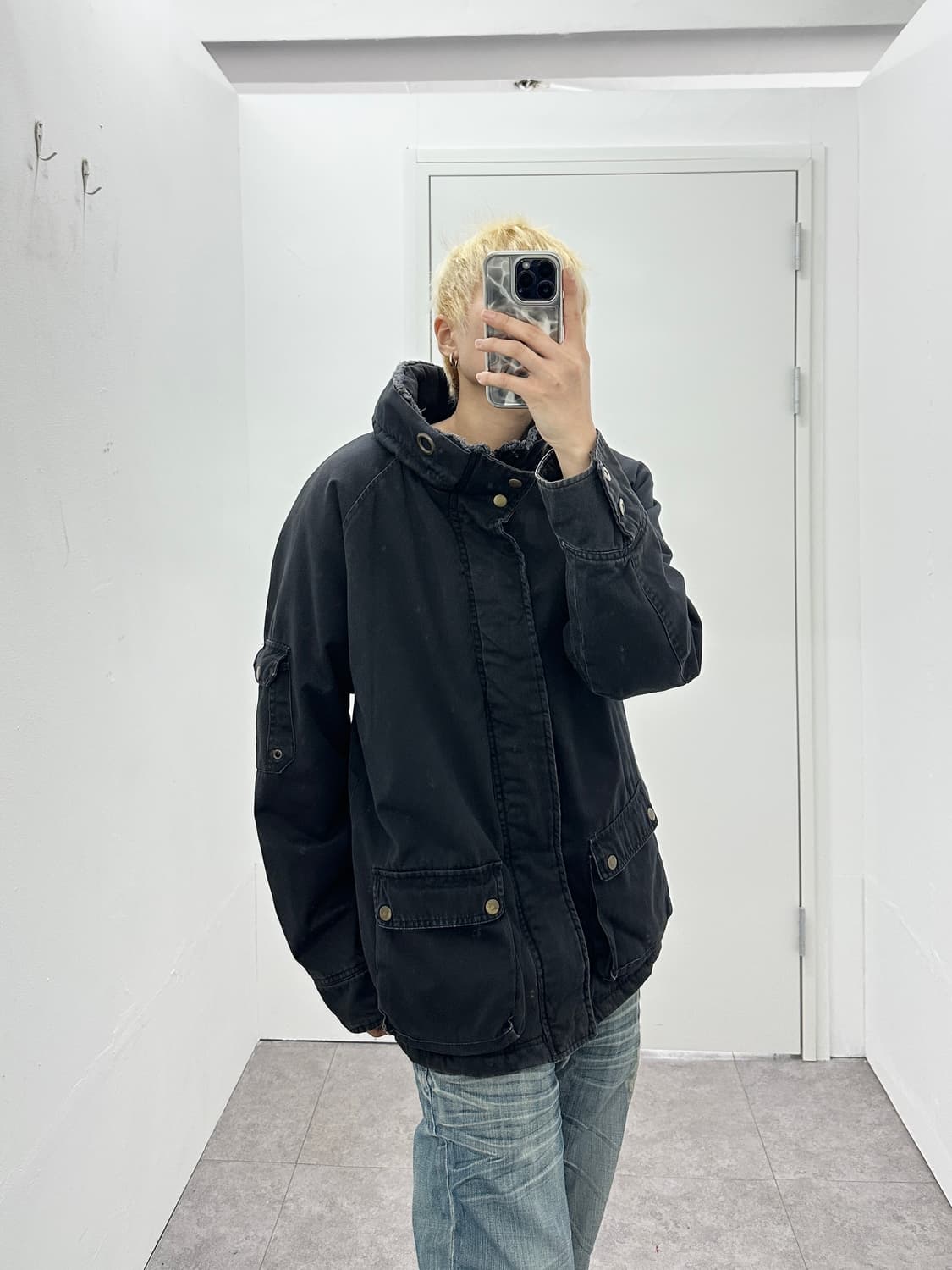 Grunge neck detail fur jacket 상품이미지7