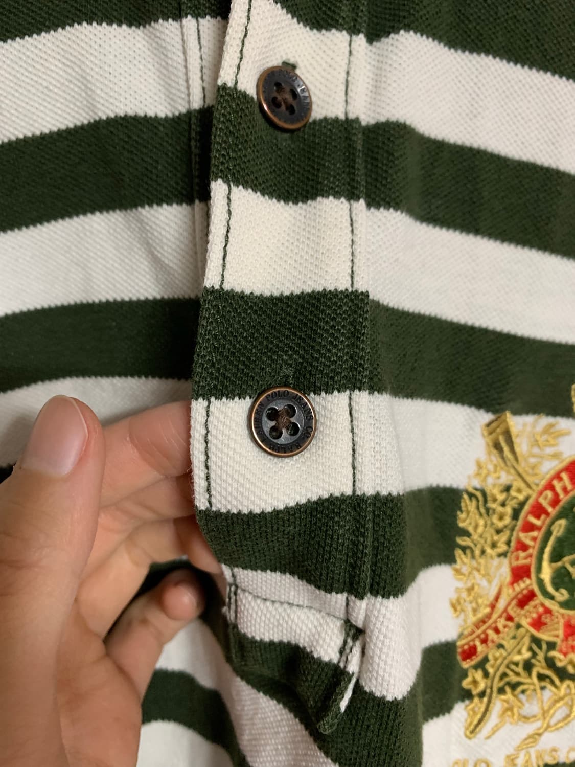 폴로진스 럭비셔츠 스트라이프 긴팔티 올리브 컬러 상품이미지4