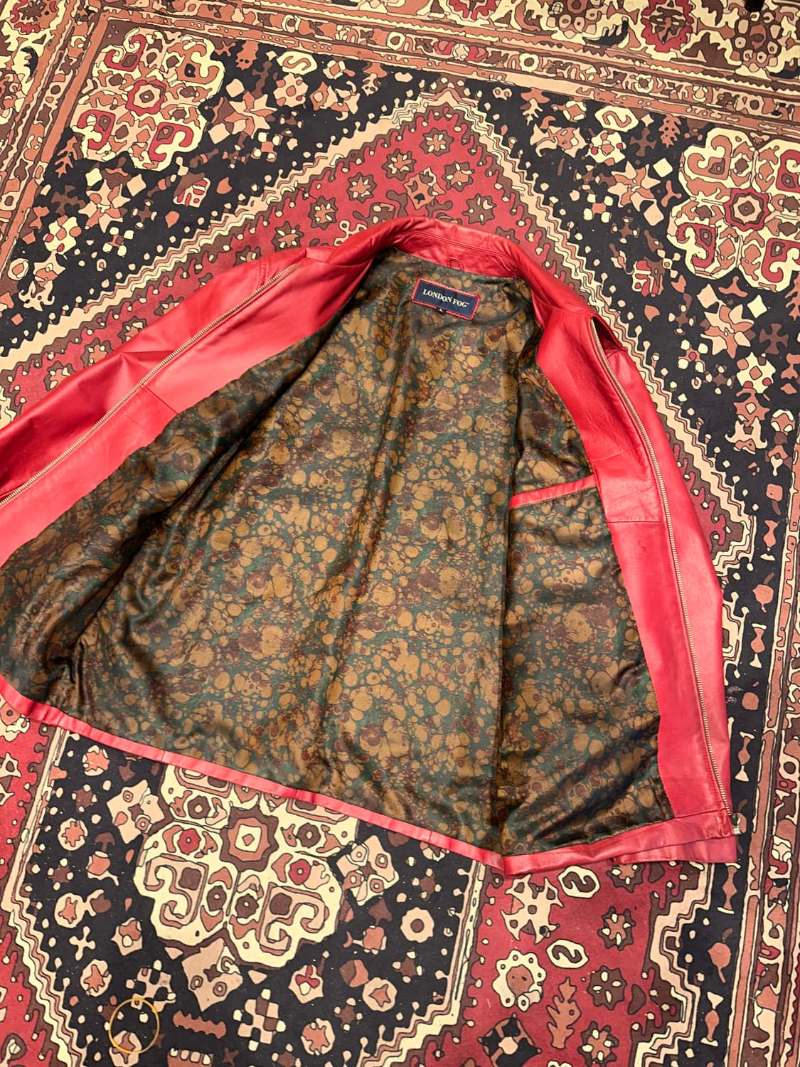( L ) 런던포그 가죽자켓 레더자켓 빈티지가죽 빨강가죽 레드가죽 상품이미지6