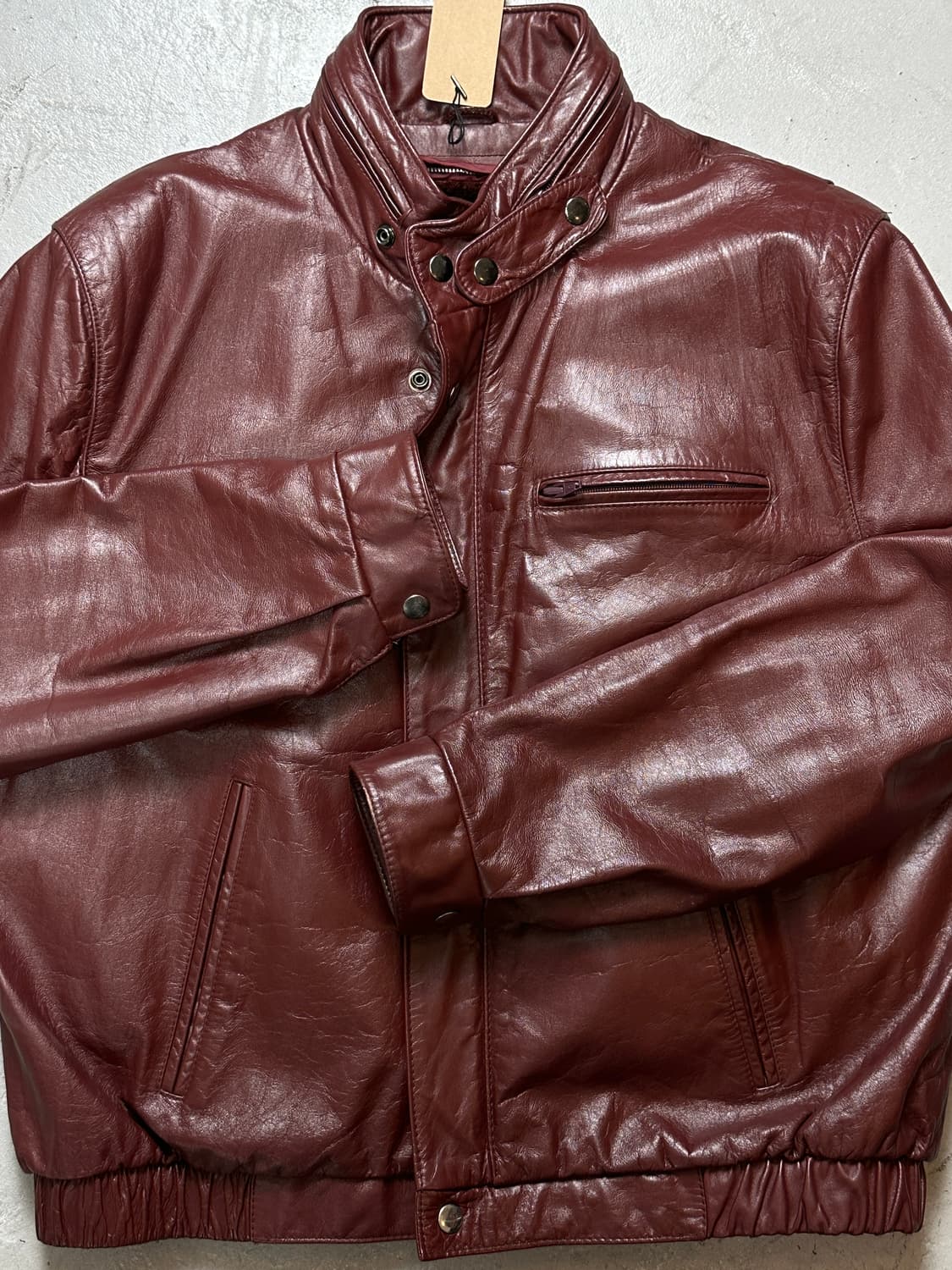 80's 빈티지 버건디 레더 자켓 파이트클럽 타일러 더든 상품이미지8