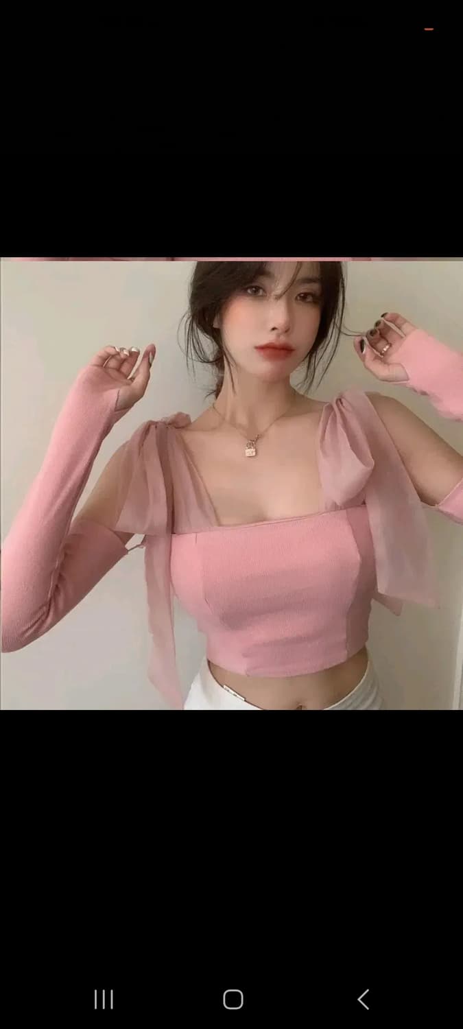 빈티지 발레코어 핑크 리본 오프숄더 상품이미지1