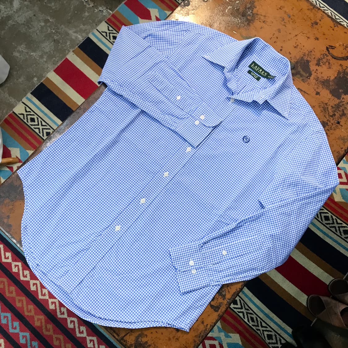 폴로랄프로렌 라이트 블루 깅엄 체크 셔츠 남성 105 사이즈  상품이미지2