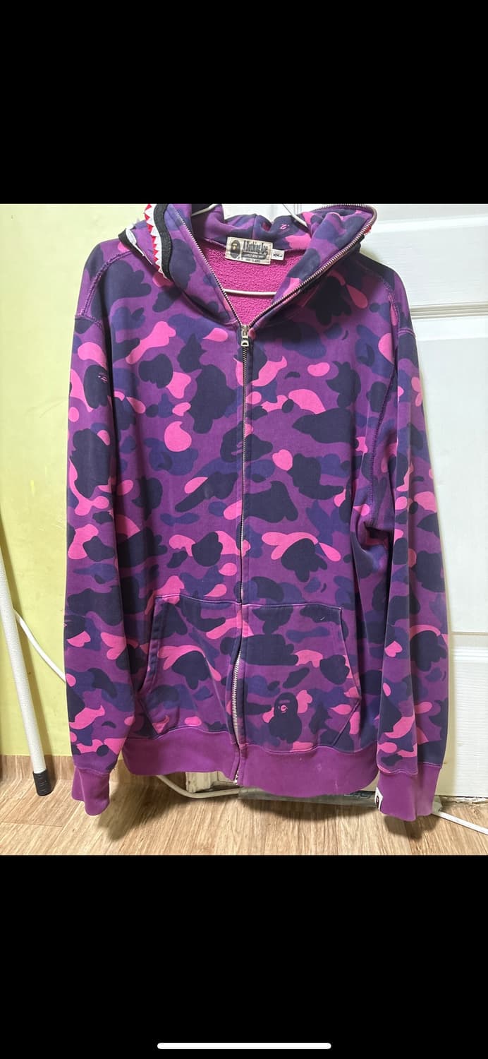 BAPE 베이프 퍼플 카모 샤크 후드 XXL 정품 상품이미지1