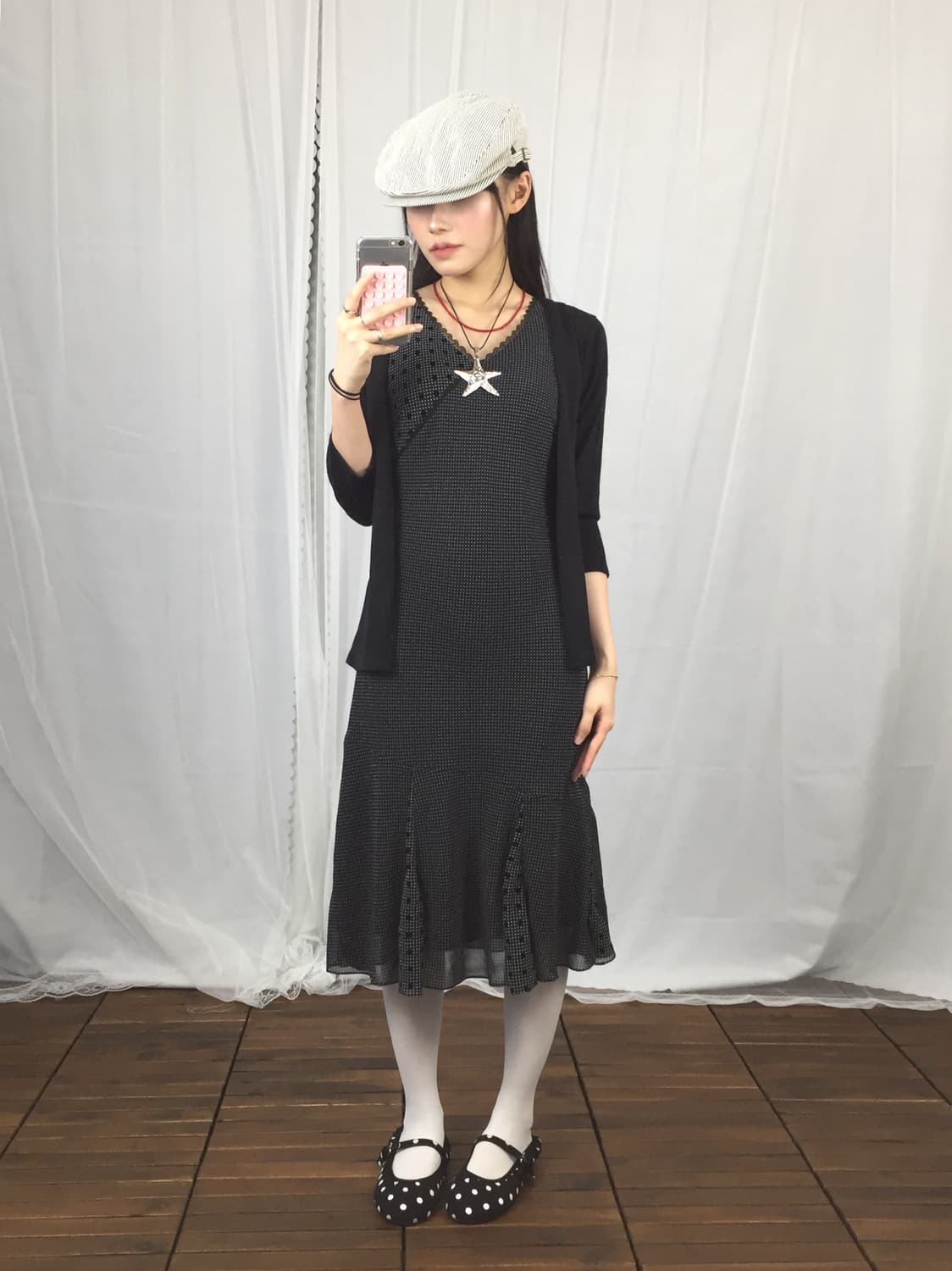 Jpn Black Dot Long Dress 상품이미지1