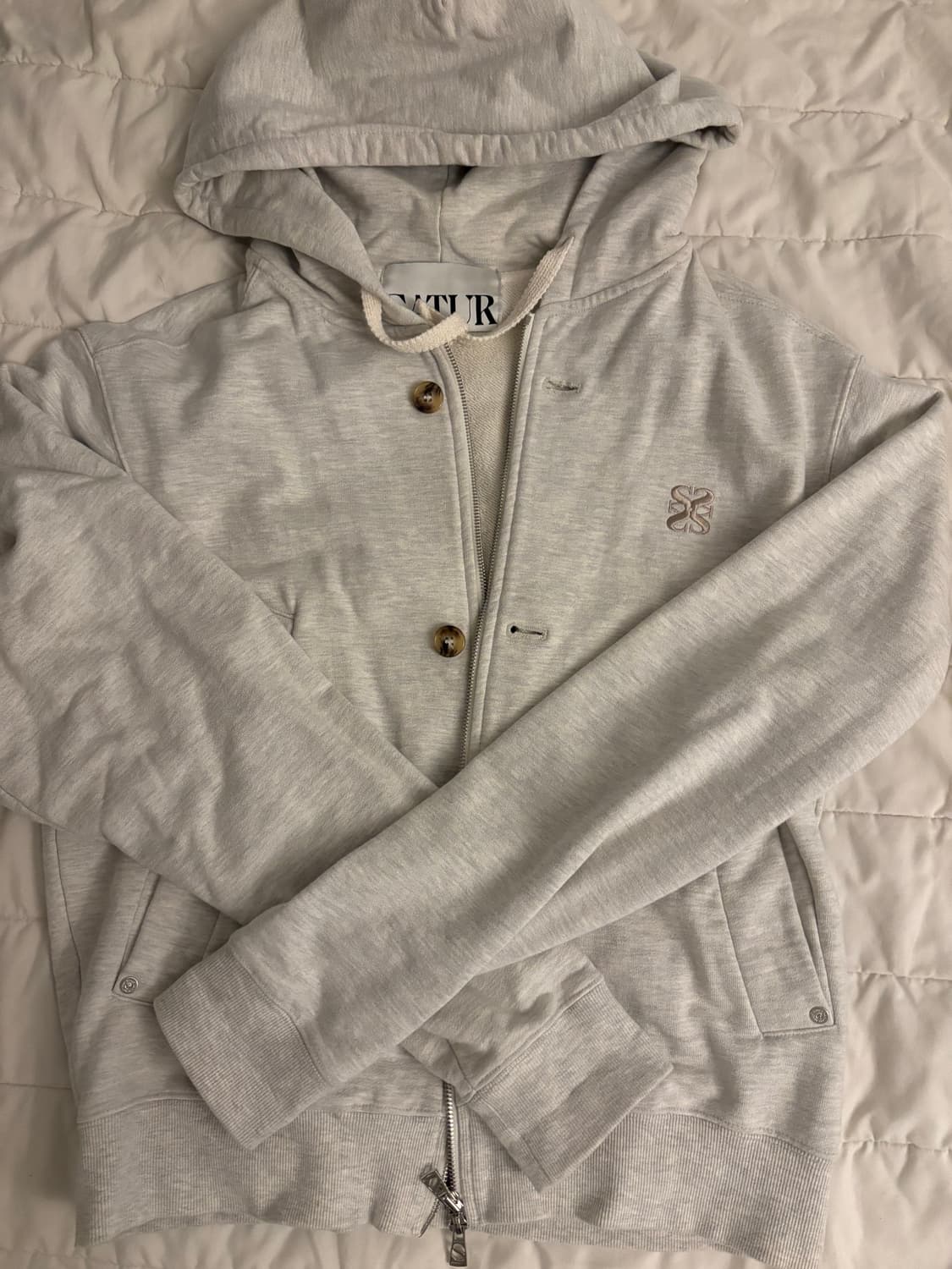 세터 테오 코튼 올 데이 후드 집업 멜란지 아이보리 m사이즈 상품이미지2