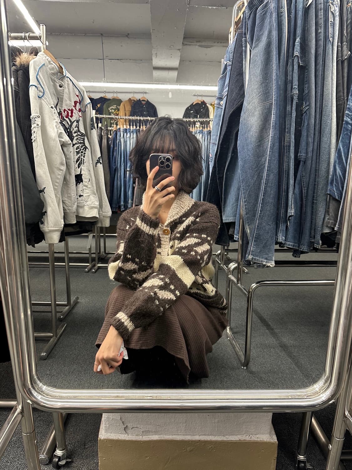 M)first down 빈티지 메이플 패턴 코위찬 상품이미지2