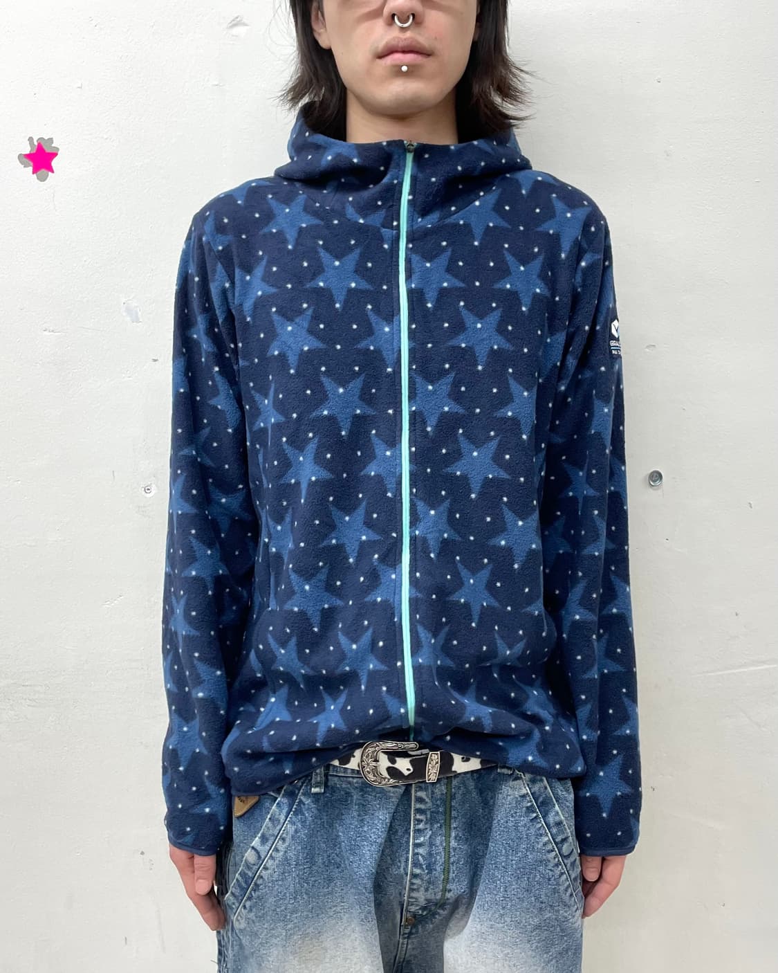 Star Dot Navy Hooded Zip-Up 상품이미지1