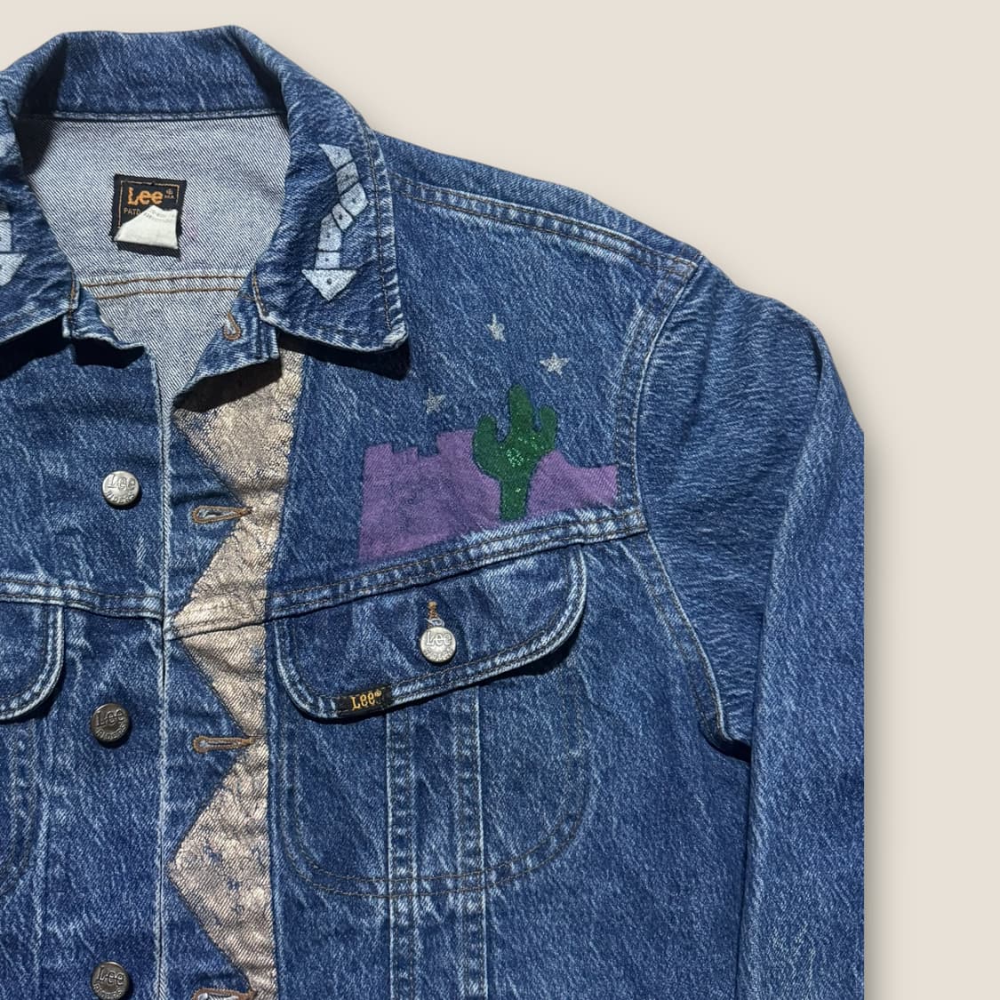 90s Lee 아트 프린팅 데님 자켓 M (40) 상품이미지2