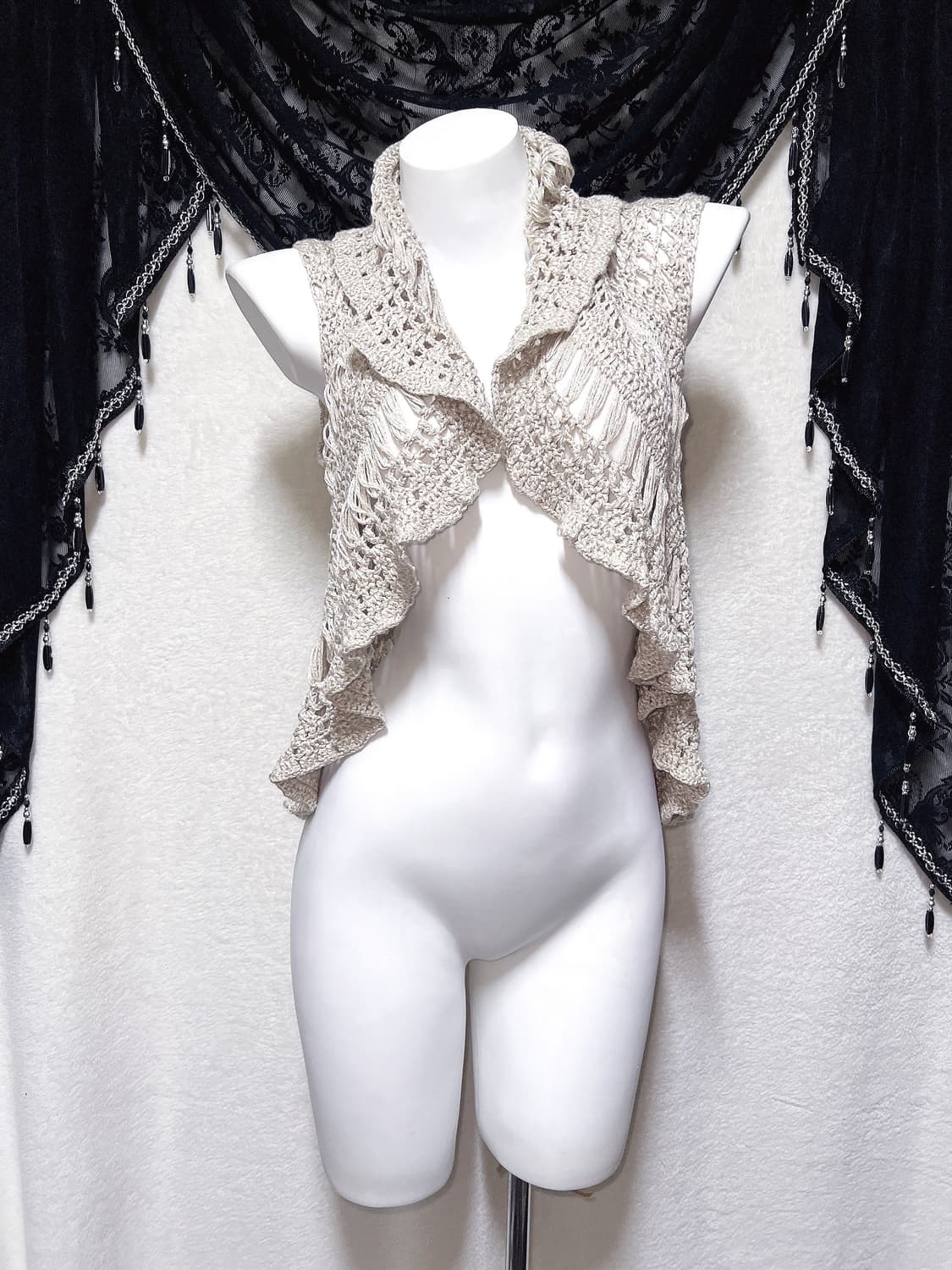 오리엔탈 윈터페어리 그런지 크로셰 뜨개니트 조끼 베스트 볼레로 핀터 모리 상품이미지6