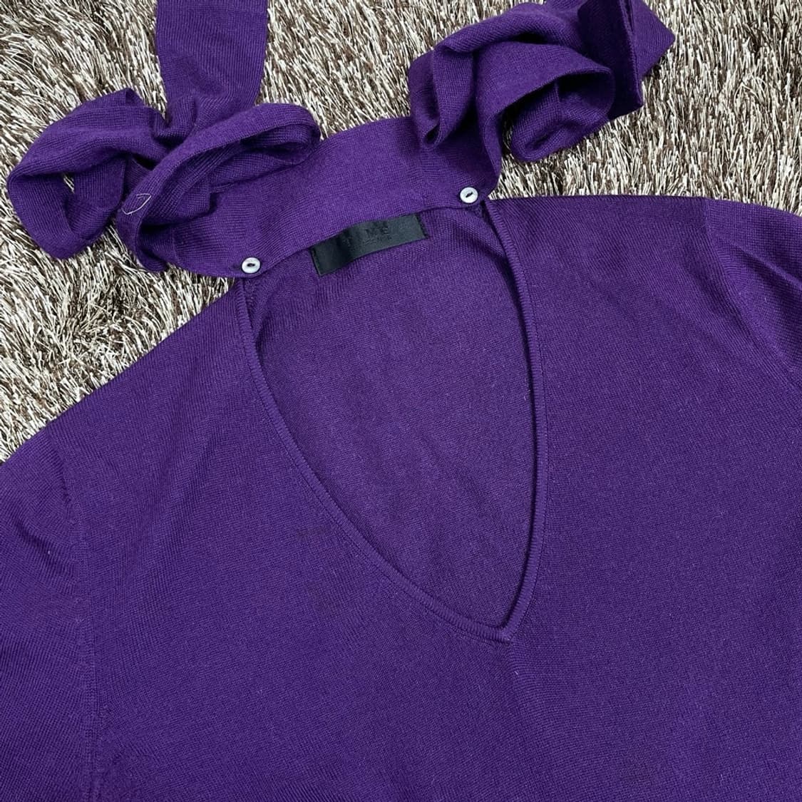 타임 TIME 퍼플 캐시미어100 타이 브이넥 니트 90(F) 상품이미지5