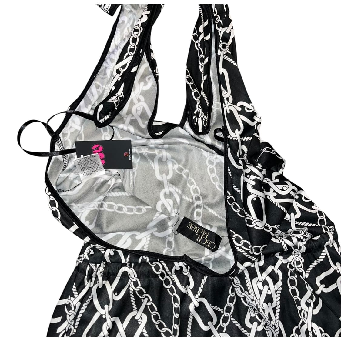 CECIL McBEE 세실맥비 체인프린팅 홀터넥 바디슈트 갸루y2k 상품이미지7