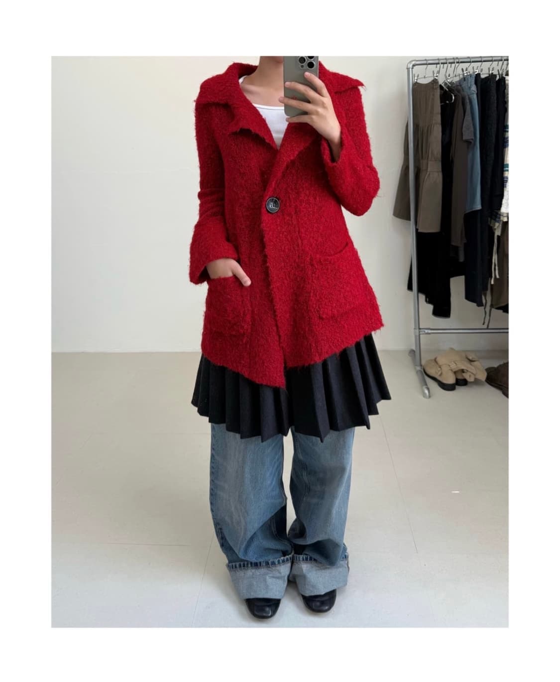 jp 빈티지 부클 코트 상품이미지4