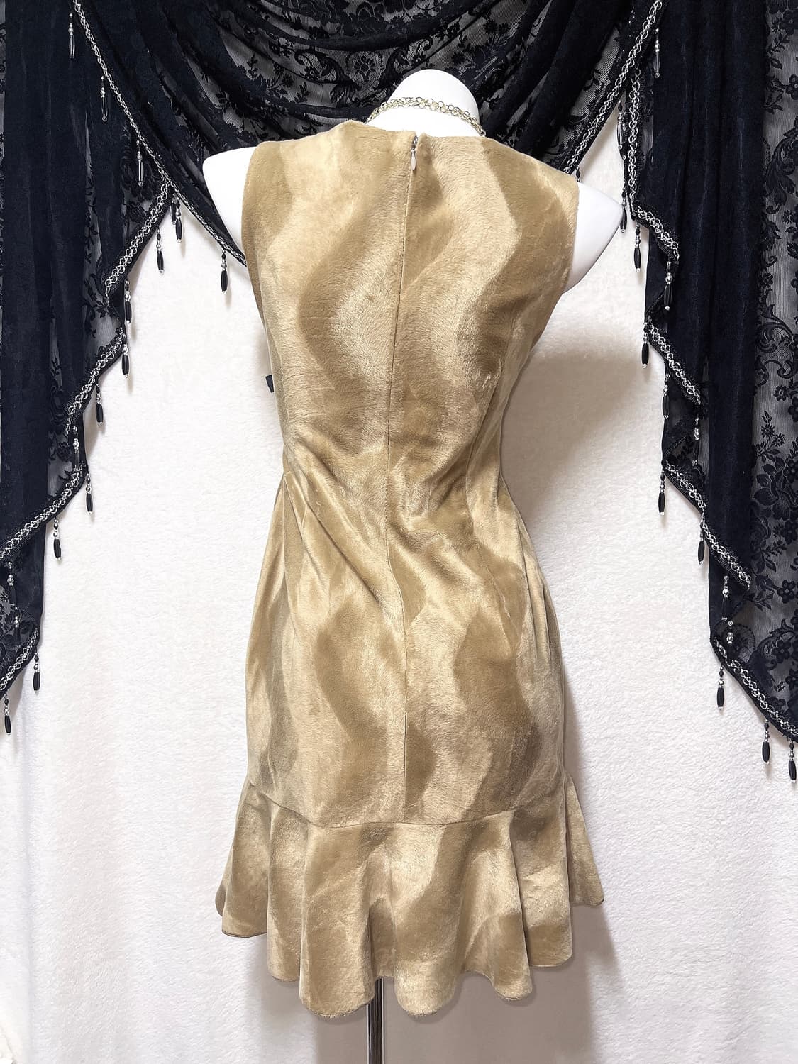 로맨틱갸루 로걀 오네 벨벳 브라운 프릴 리본드레스 원피스 라떼 파티 연말 상품이미지6