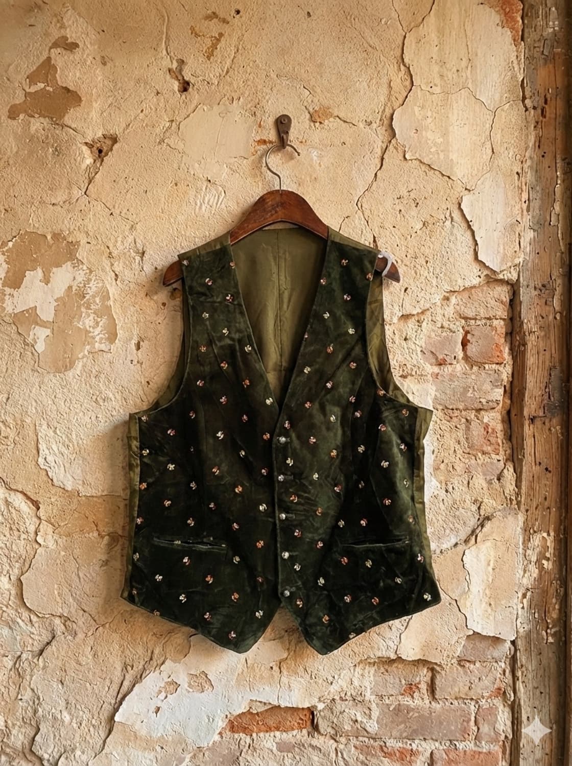  딥그린 벨벳 플라워 자수 조끼 상품이미지1