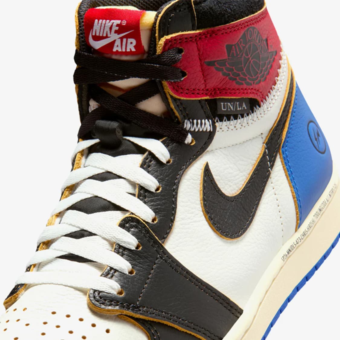 조던 1 x 프라그먼트 x 유니온 / 블랙 앤 바시티 레드 (260) 상품이미지5