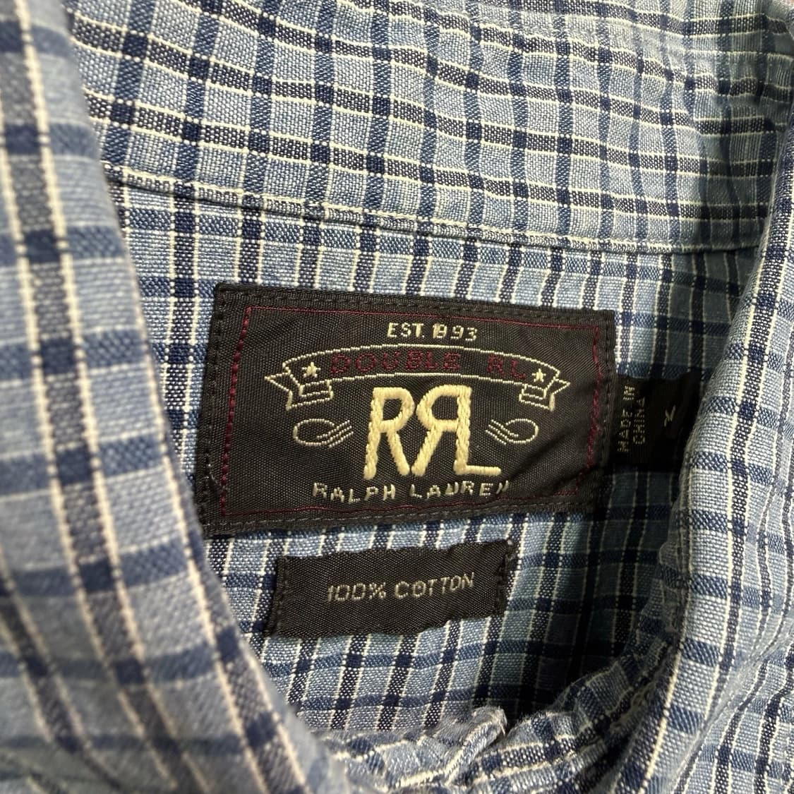 RRL 더블알엘 슬림핏 체크 웨스턴 셔츠 블루 상품이미지3