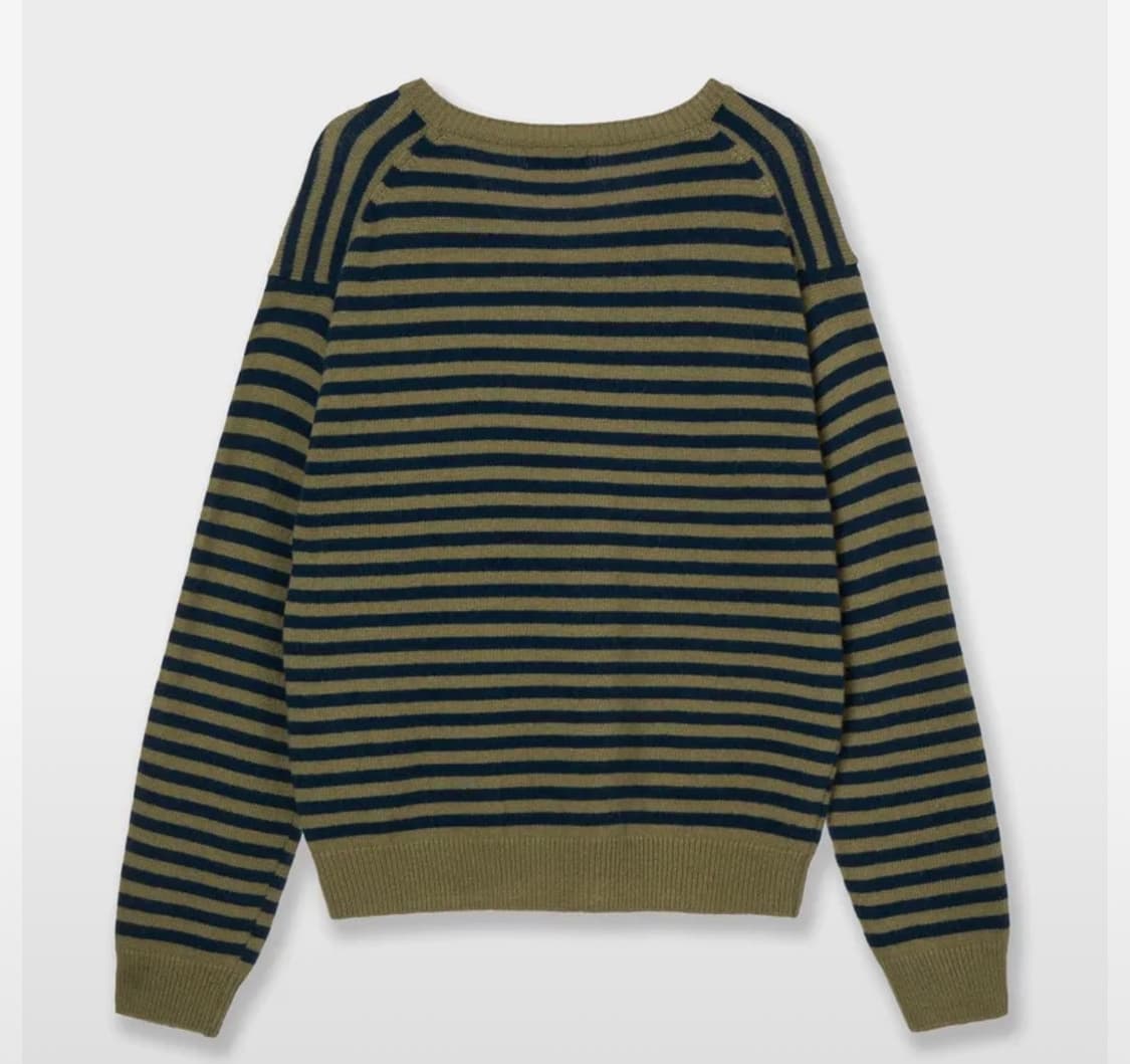 aeae 스트라이프 브이넥 니트 풀오버 (카키) 상품이미지2