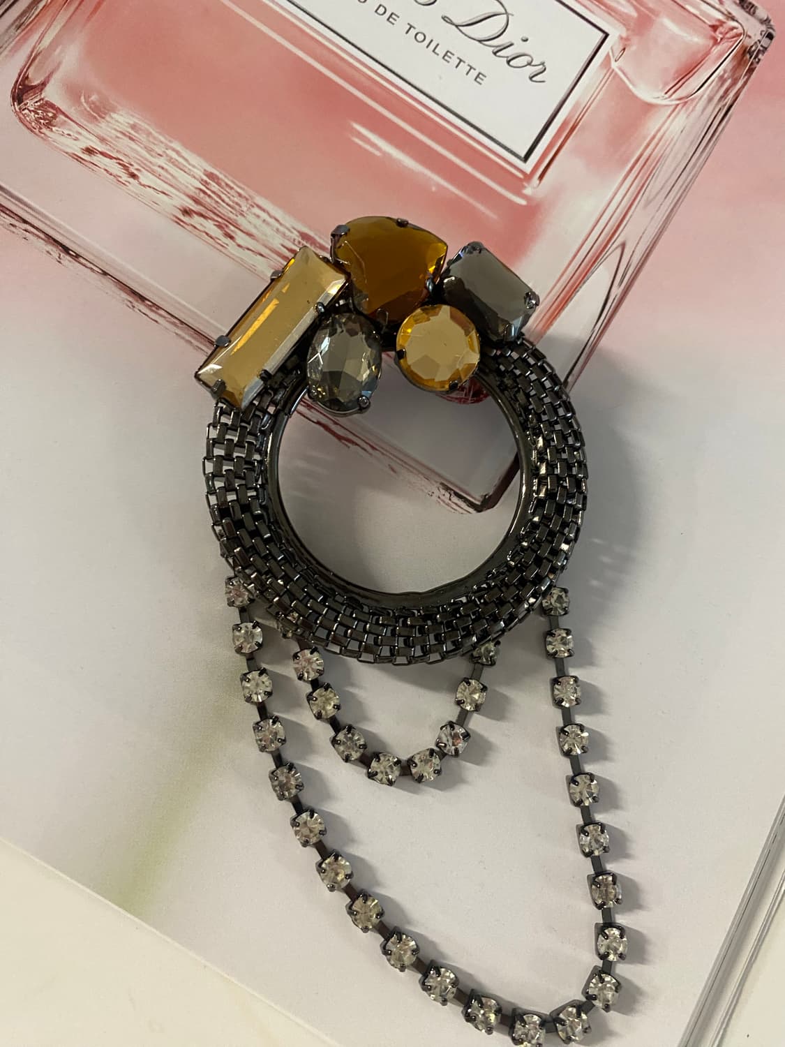 빈티지 메탈 큐빅 브로치 상품이미지2