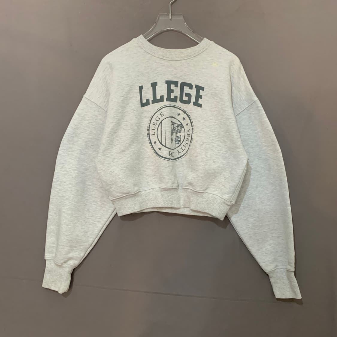 RECTO 렉토 LLEGE 유니섹스 크롭 맨투맨 멜란지 상품이미지2