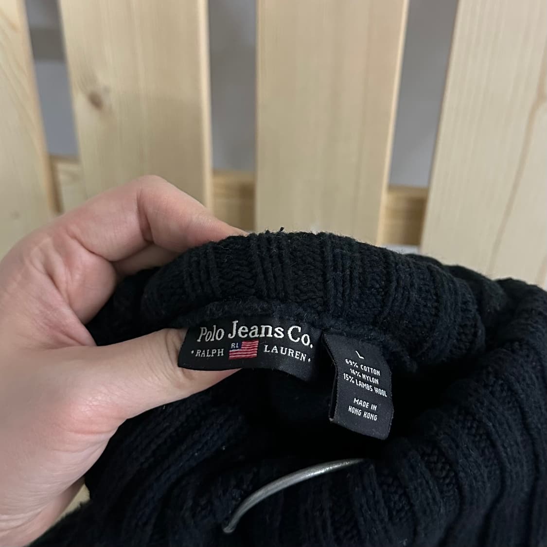 (L) 폴로 성조기 블랙 목폴라 니트 상품이미지6