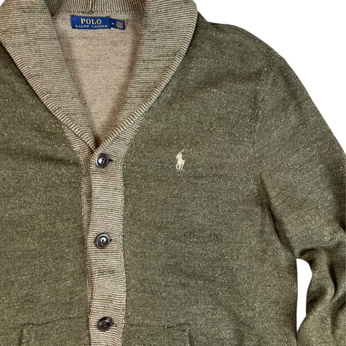 (M-L) 폴로 랄프로렌 카키 코튼 숄칼라 가디건 TK-016 상품이미지3