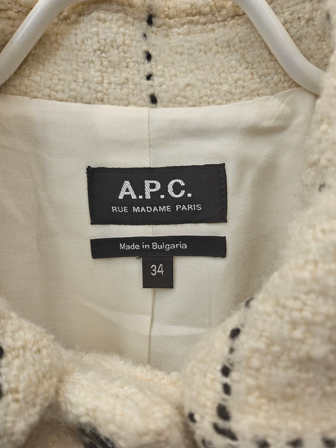 A.P.C. 체크 패턴 아이보리 코트 34 상품이미지4