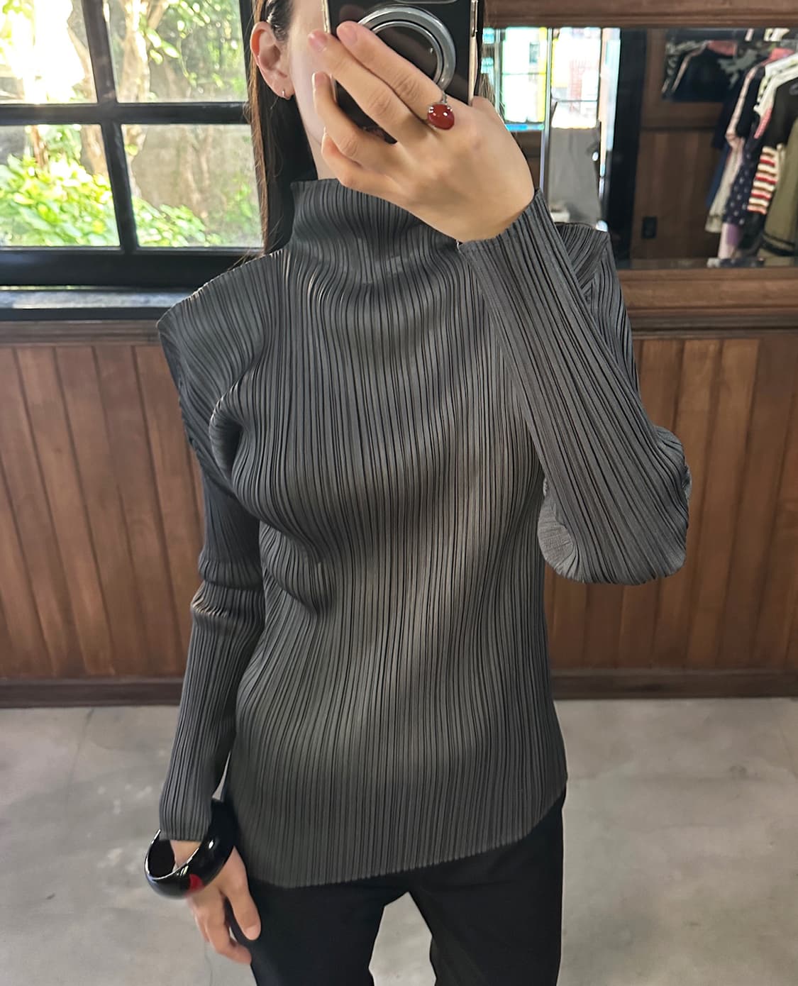 ISSEY MIYAKE PLEATS PLEASE dark grey top 상품이미지1