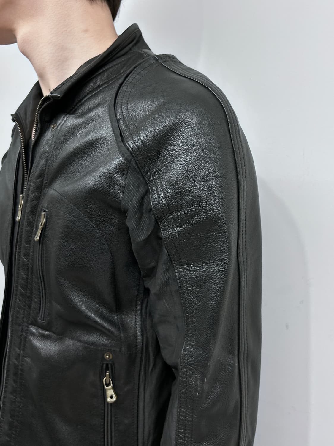 젠지 옴므 레글런 숄더 램스킨 자켓 상품이미지2