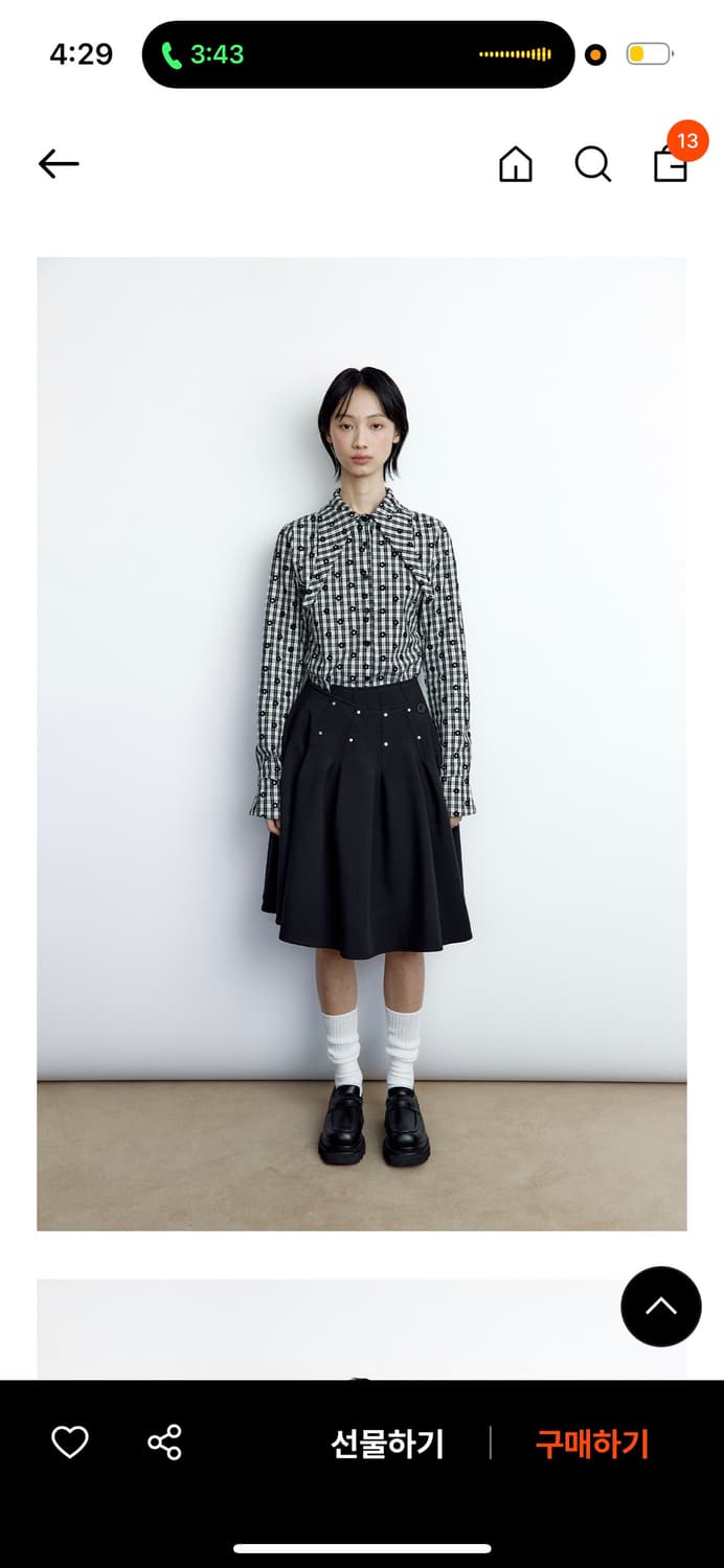 러프넥 플리츠 랩 스커트 상품이미지2