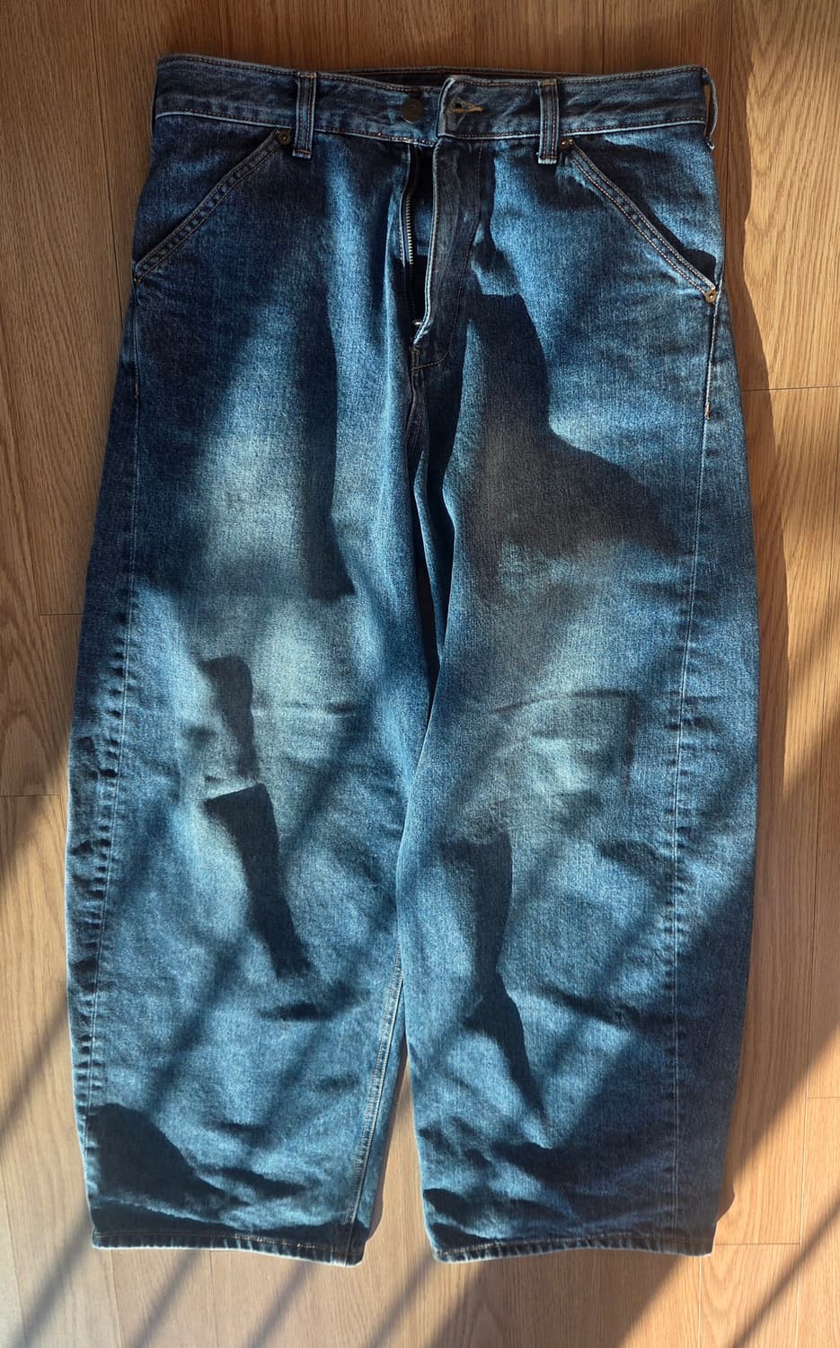 해칭룸 와이드 커브진 와커진 워시드 블루 2 상품이미지2