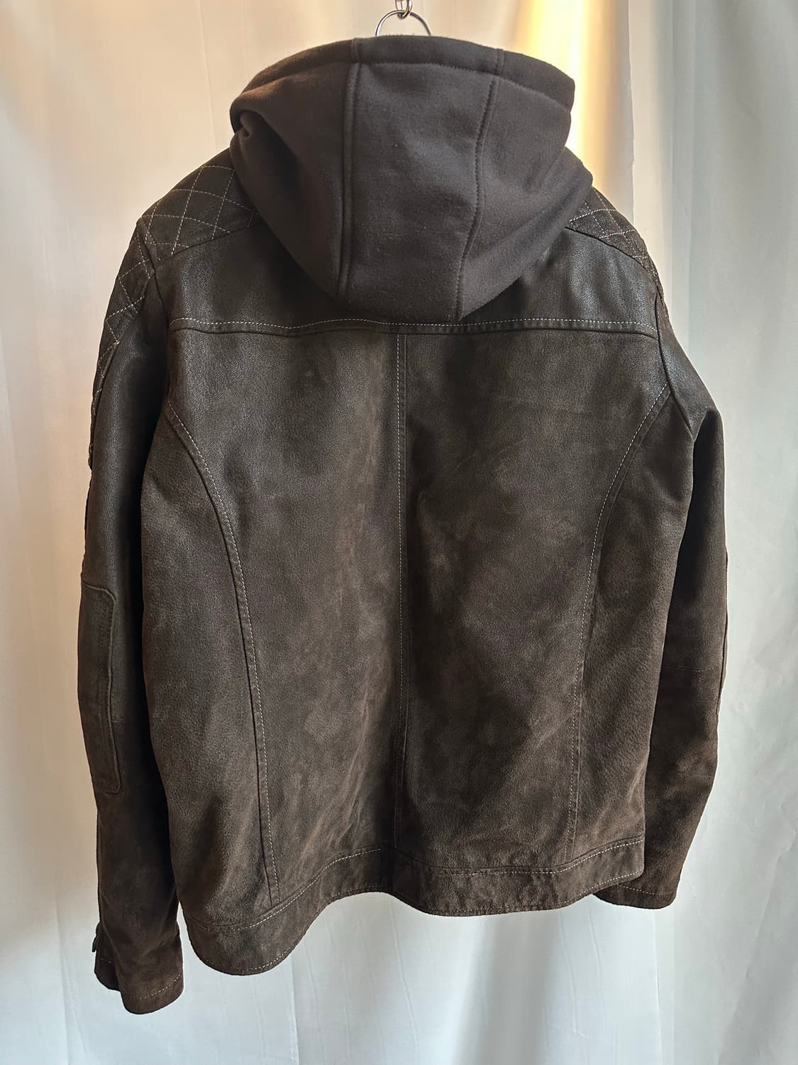 Black rivet 레더 후드 바이커 자켓 상품이미지5