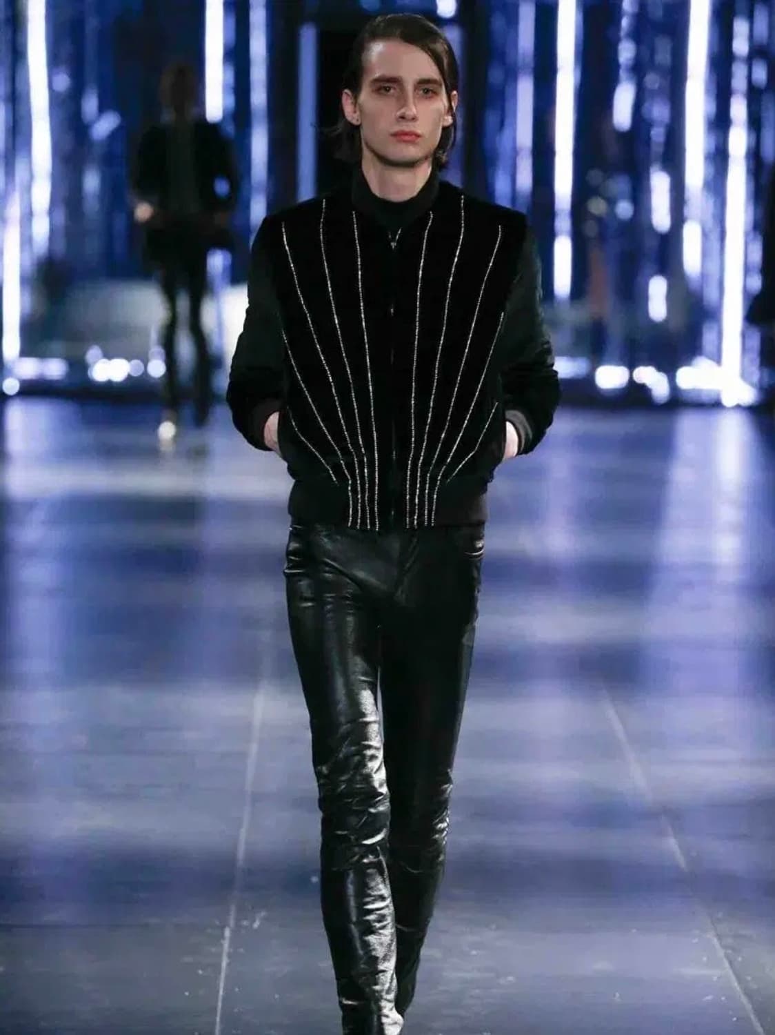 생로랑 fw15 라인스톤 벨벳 블루종 봄버자켓 상품이미지1