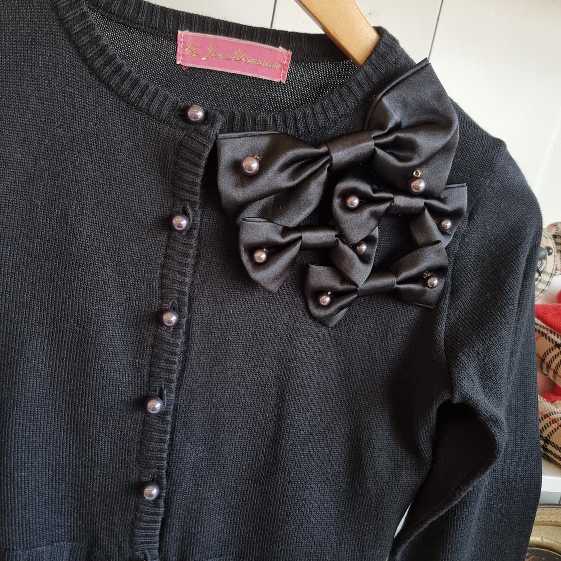 Jesus Diamante(지저스 디아망테) 빈티지 리본 진주버튼가디건 상품이미지4