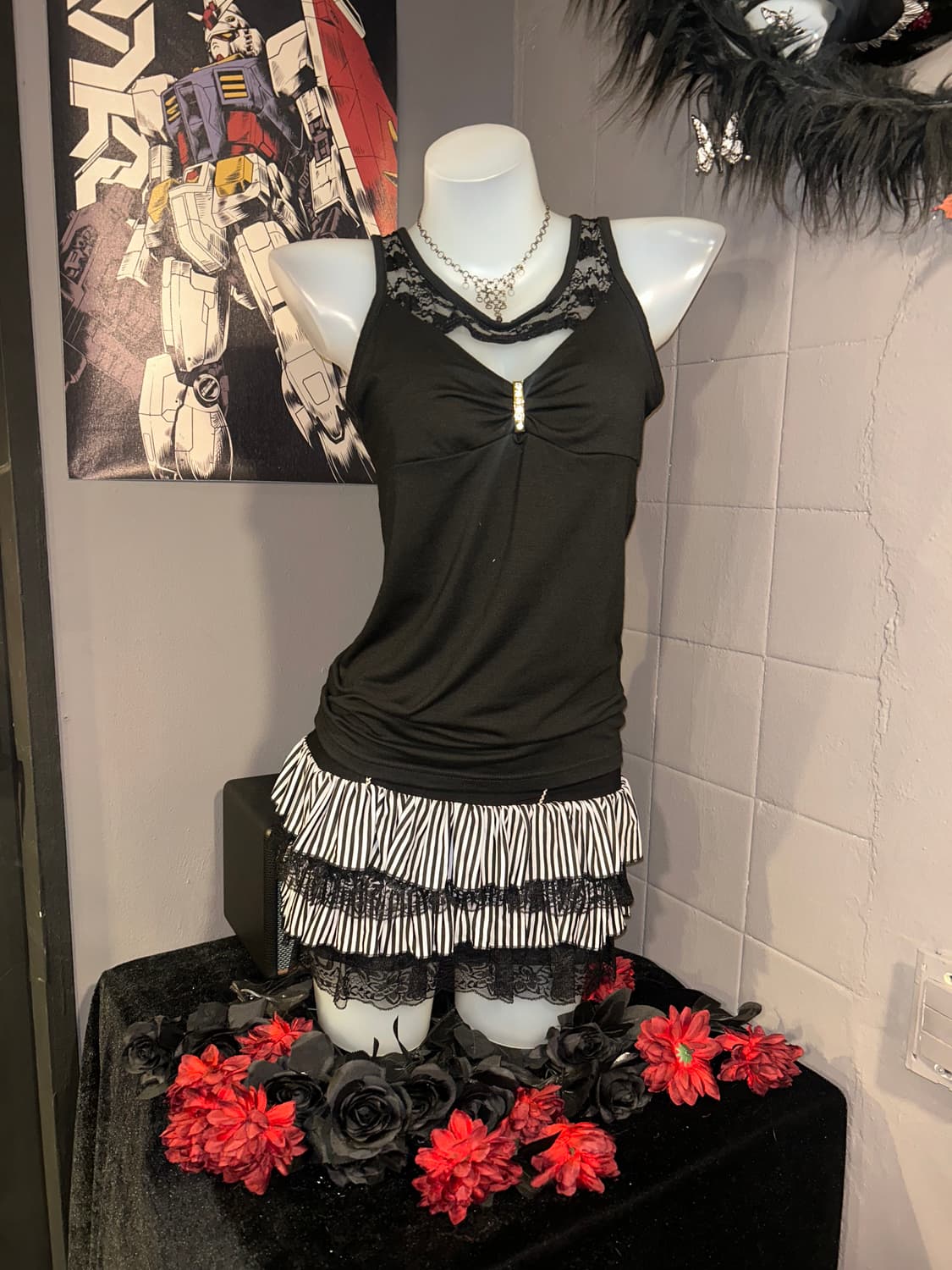 DIG DEEP 디그딥 레이스 면 나시 갸루y2k 상품이미지2