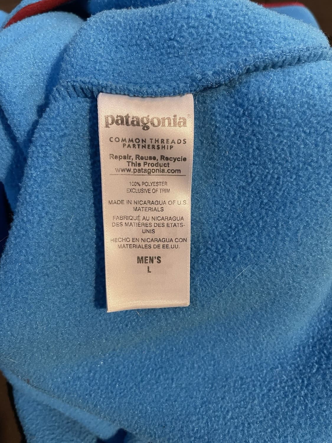 13FW 파타고니아 신칠라 스냅-T 플리스 스카이블루 레드 트림 상품이미지5