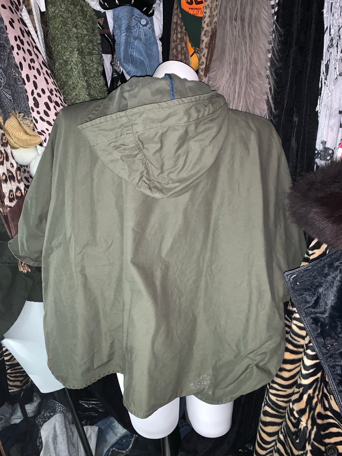 y2k 그런지 카키 야상 후드 케이프 상품이미지3