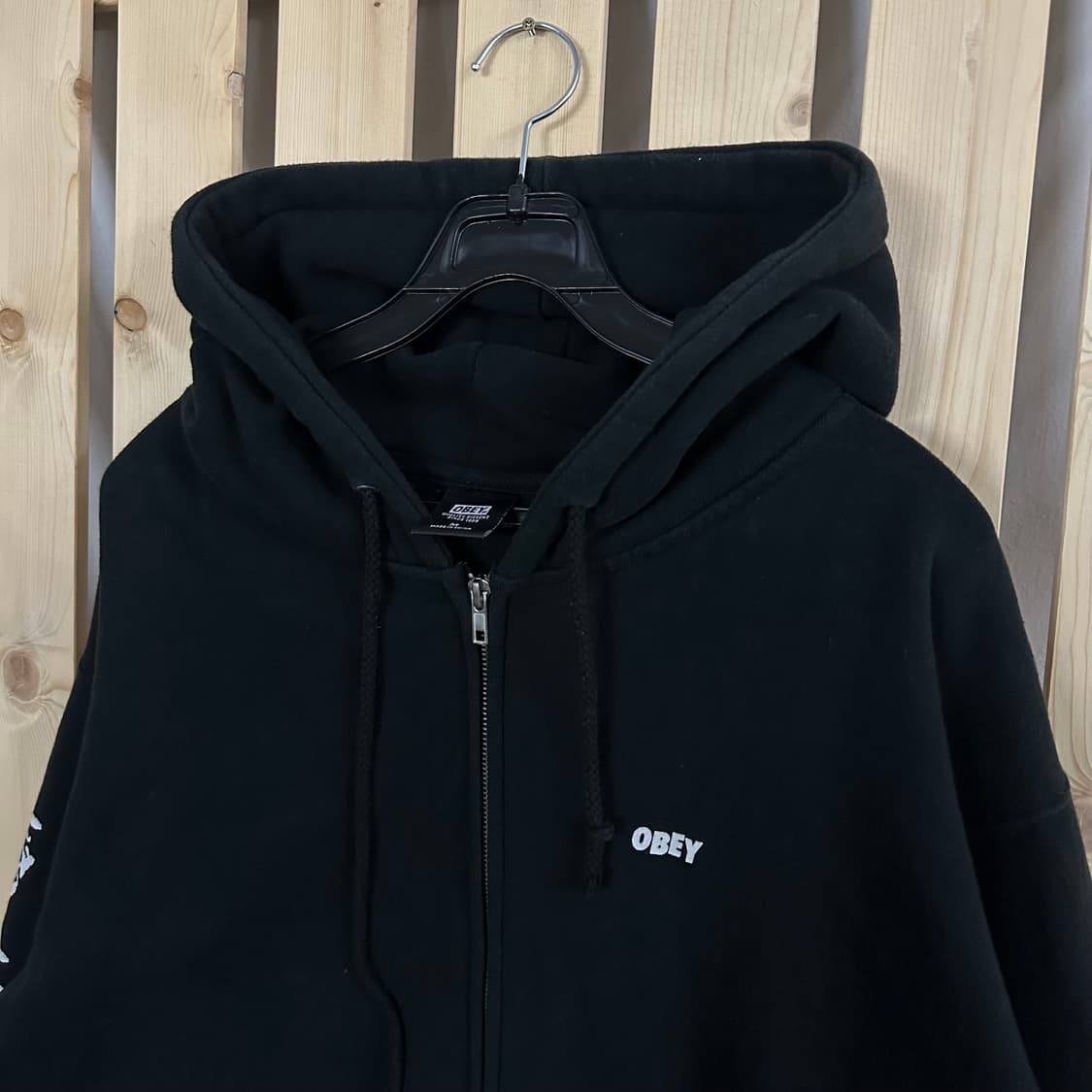 (L) 오베이 블랙 후드집업 상품이미지3