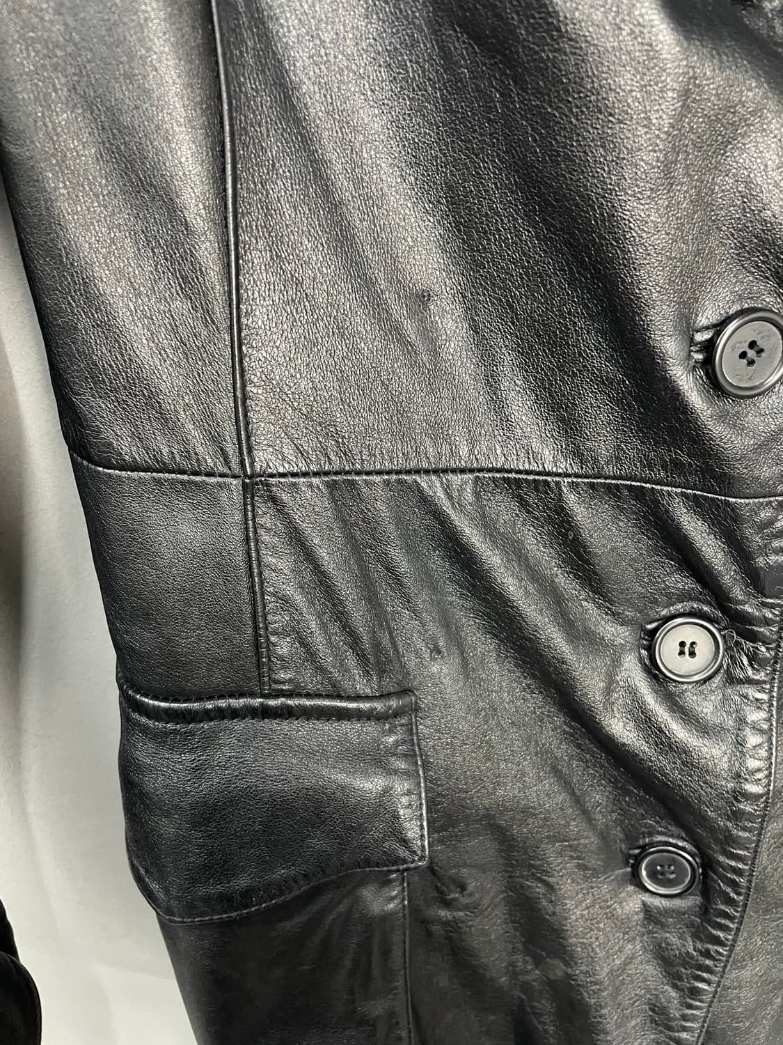 빈티지 블랙 가죽 트렌치코트 H1121 상품이미지6