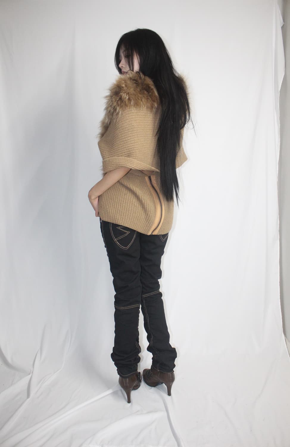 brown stitch shirring straight jean 상품이미지6