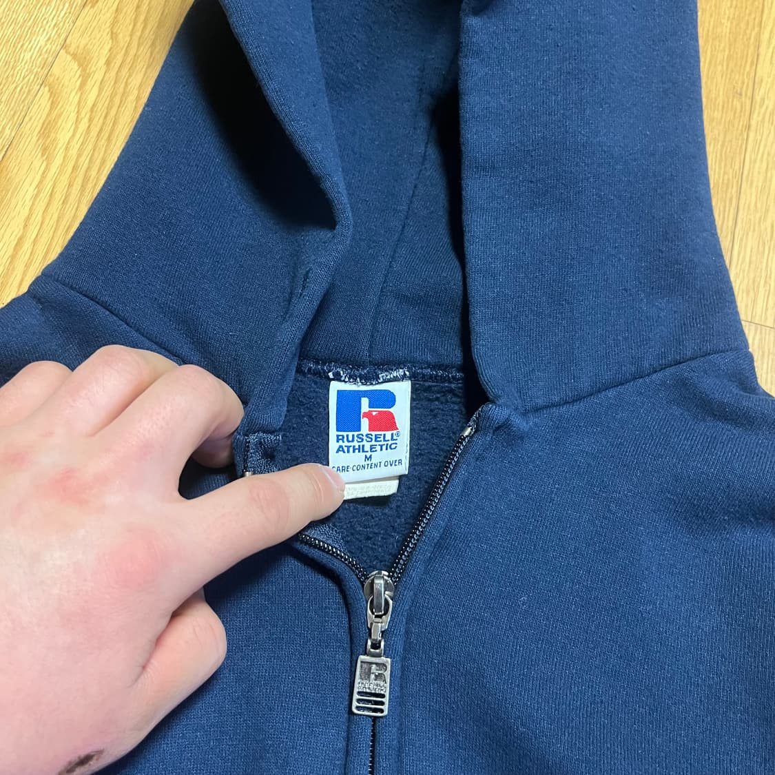 [M] 90s 빈티지 러셀 후드집업 네이비 상품이미지4