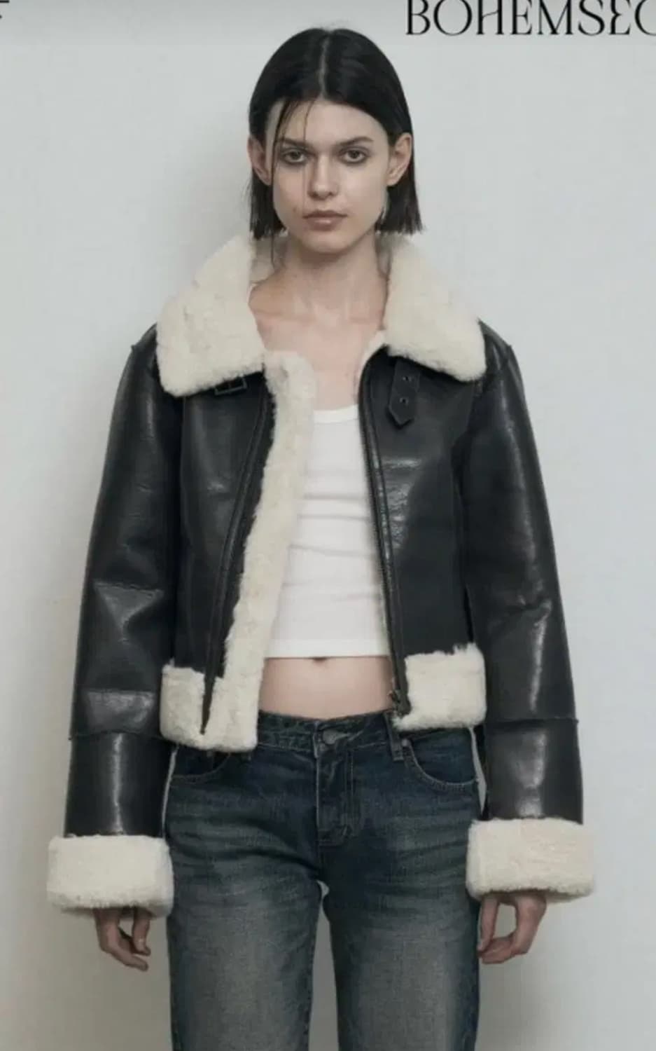 보헤미안서울 23f/w 무스탕 블랙 상품이미지1