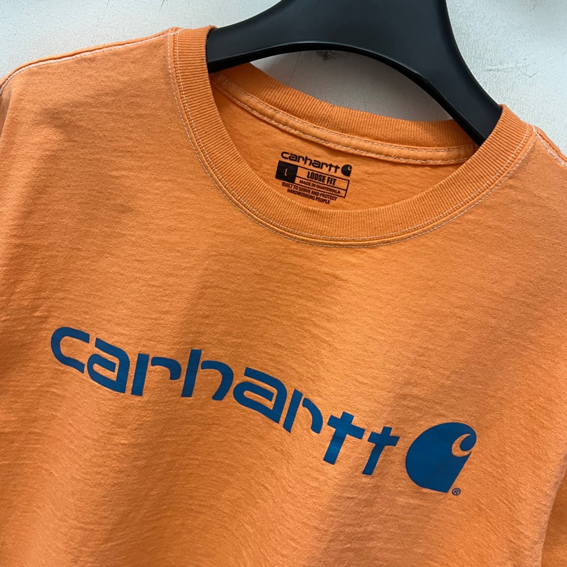 칼하트 루즈핏 로고 형광 반팔티 L 상품이미지3