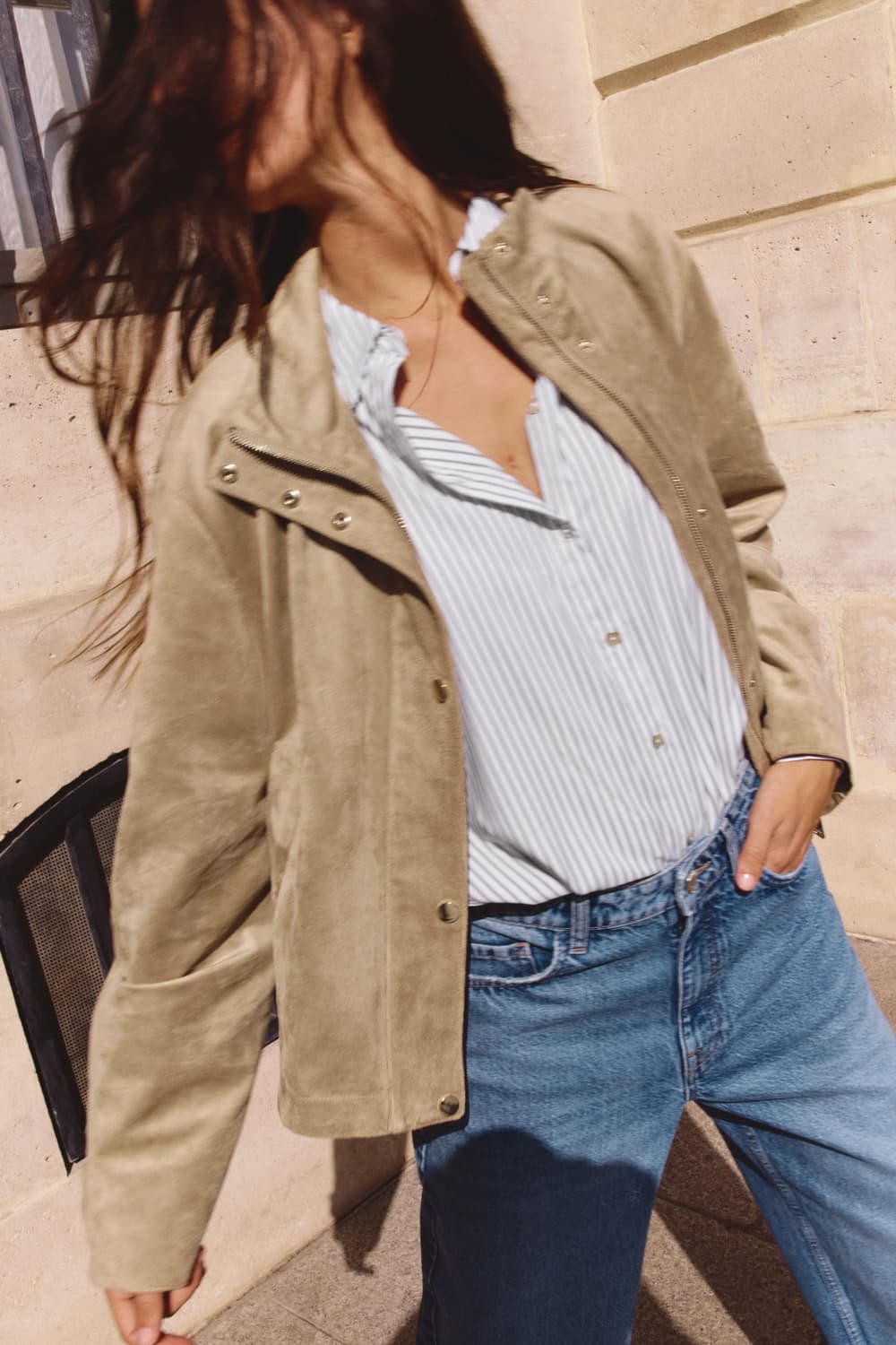 zara 자라 스웨이드 버튼업 금장버튼 자켓 M 상품이미지2