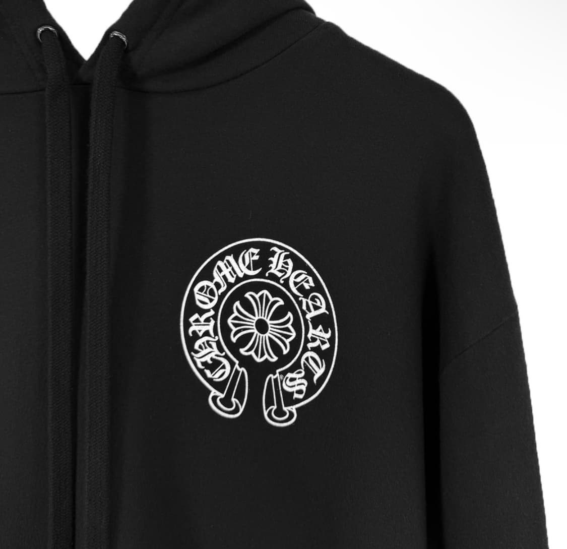 [L] 크롬하츠 남성 말리부 로고 한정 홀스슈 말발굽 후드 티셔츠 블랙 상품이미지3