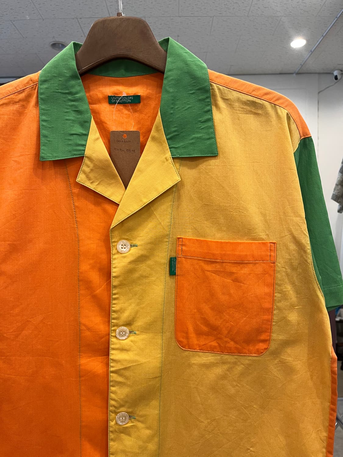Benetton 베네통 멀티 컬러 오픈 카라 반팔 셔츠  상품이미지4