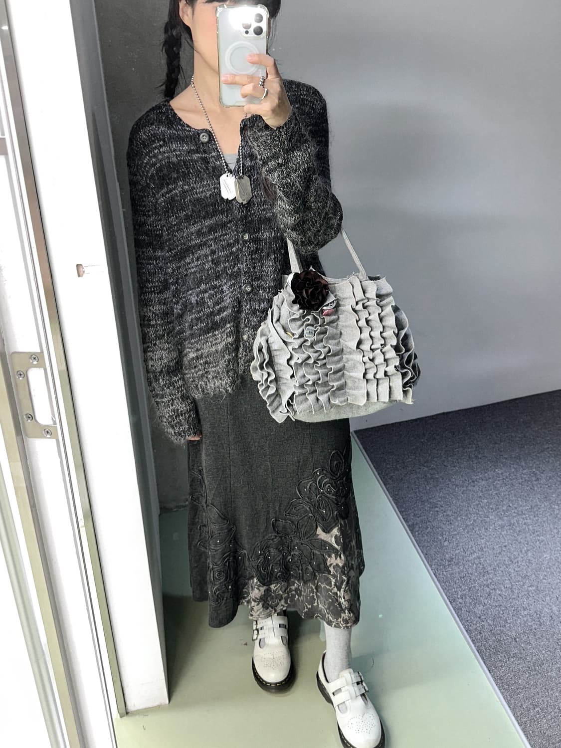 gray mix color hairy cardigan 상품이미지4