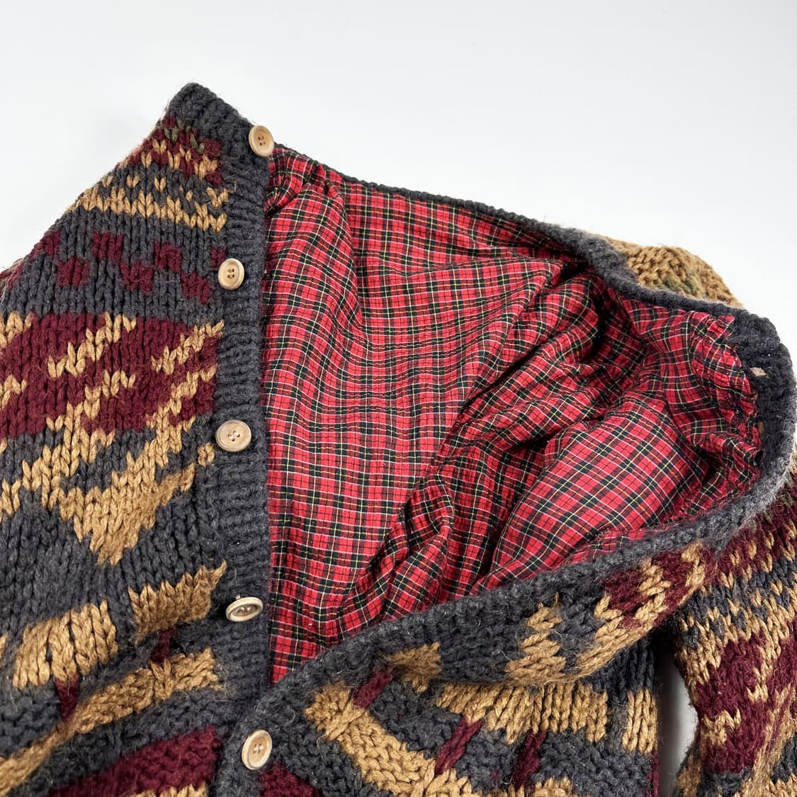 JPN 재팬빈티지 핸드메이드 헤비 울 니트 가디건 여성M 상품이미지5