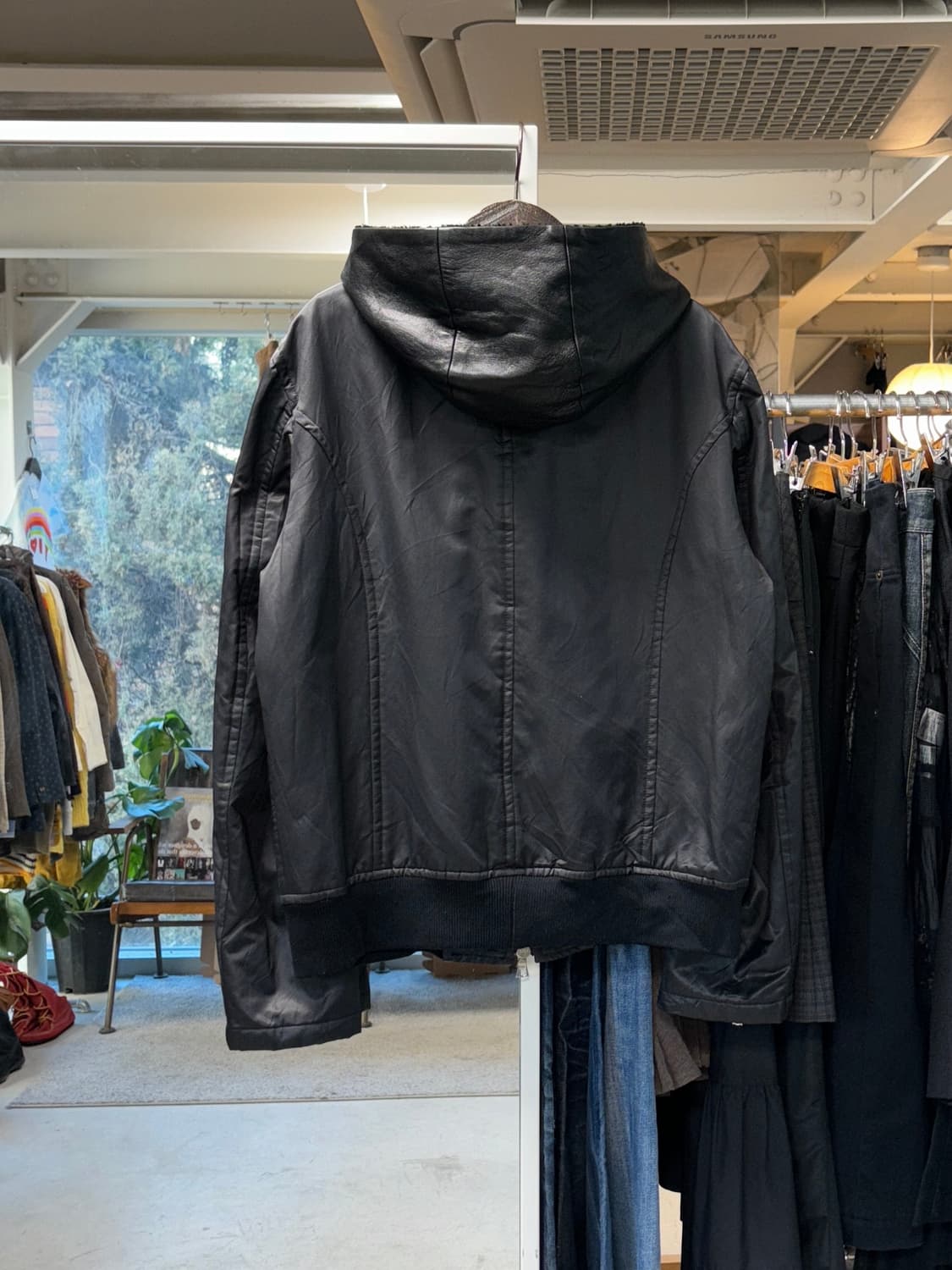 아티잔 레더 후드 레이어드 봄버자켓 상품이미지2