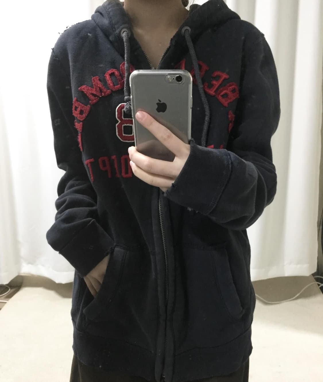 아베크롬비 네이비 차콜 레드 후드집업 상품이미지1